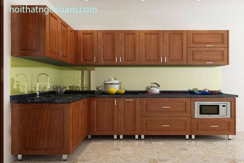 Tủ bếp inox cánh xoan đào