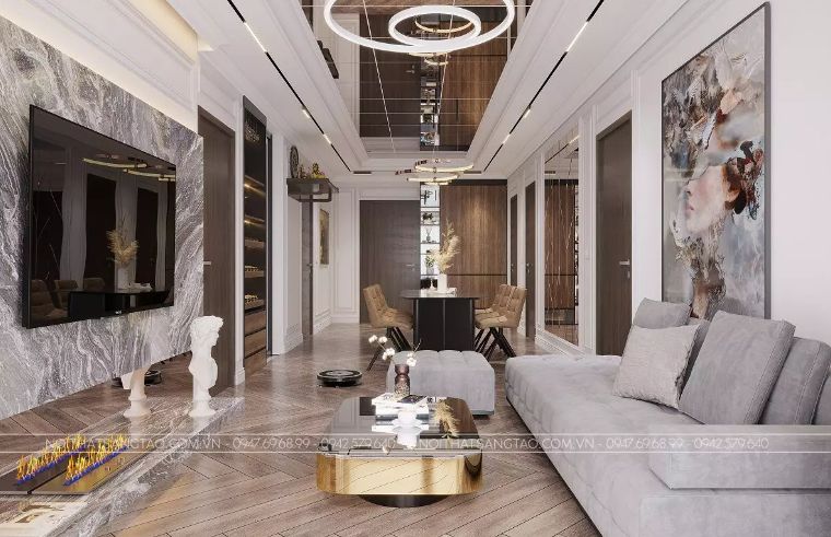 Thiết kế phòng khách liền bếp ăn chung cư