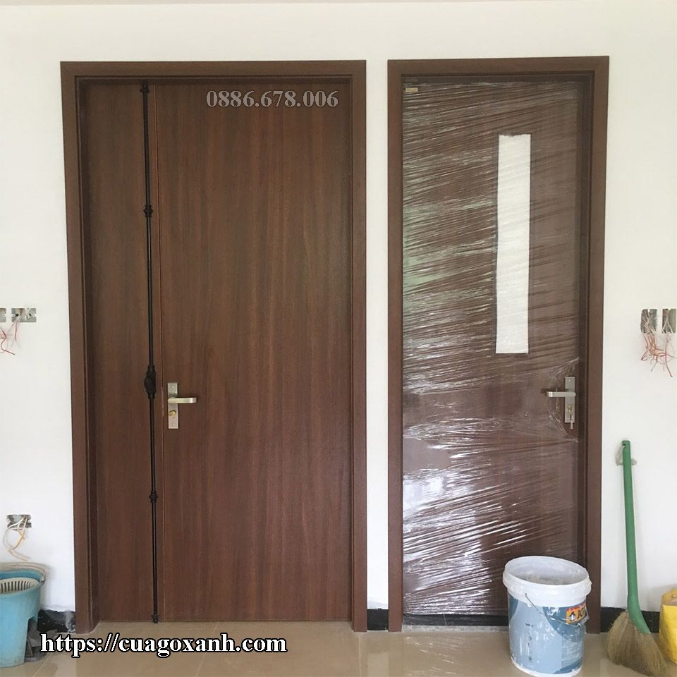 Cửa gỗ composite 2 cánh lệch 