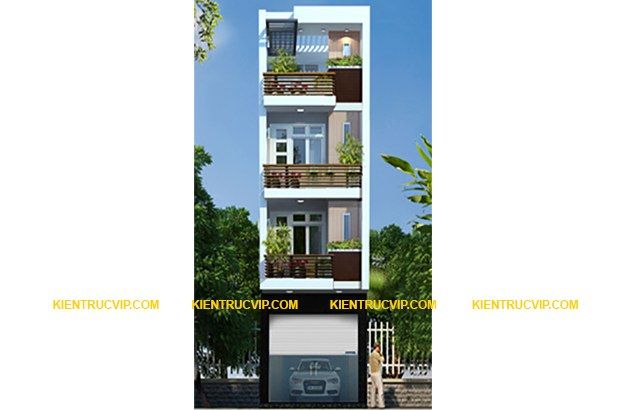 Thiết kế nhà phố 4 tầng