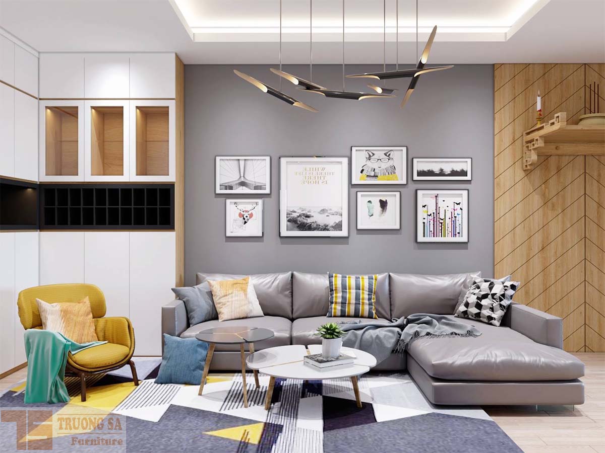 Thi công nội thất phòng khách chung cư 