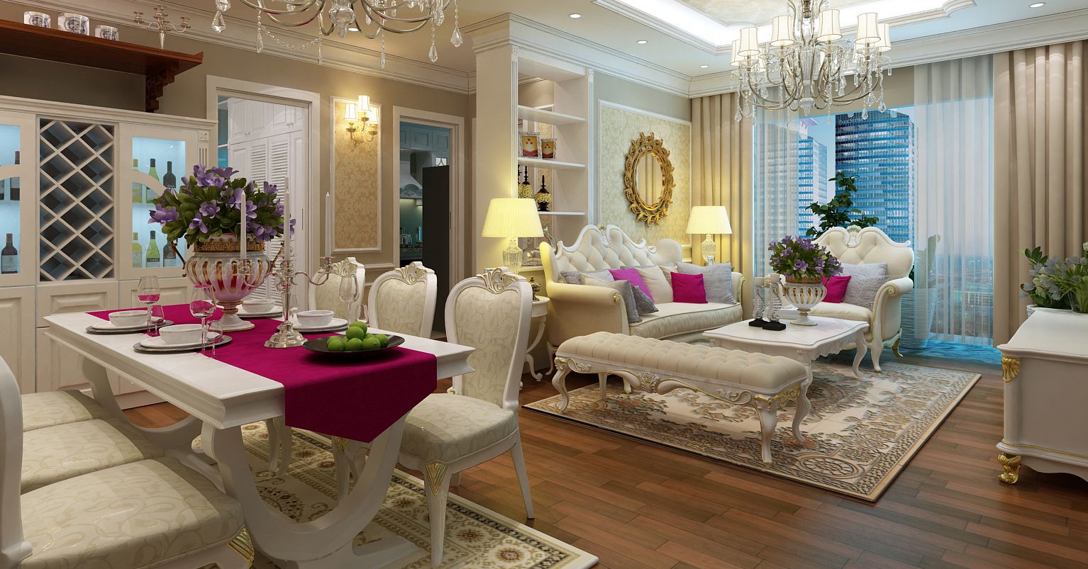 thiết kế thi công căn hộ tân cổ điển