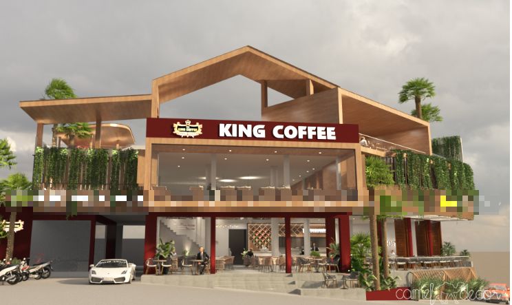 Thiết Kế Quán Cafe Sân Thượng KING COFFEE