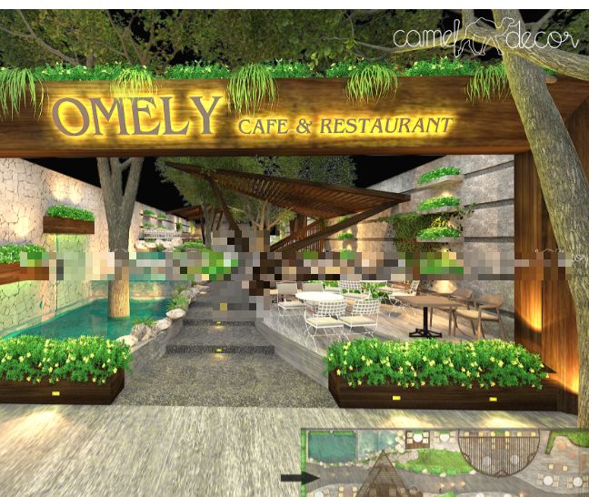 Thiết Kế Quán Cafe Sân Vườn OMELY