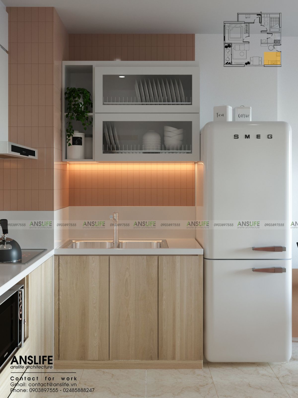 Thiết kế căn hộ 2pn 1wc tại các dự án VInhomes Grand park Vinhome Ocean Park Vinhomes Tây Mỗ