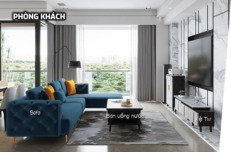 thiết kế thi công nội thất phòng khách