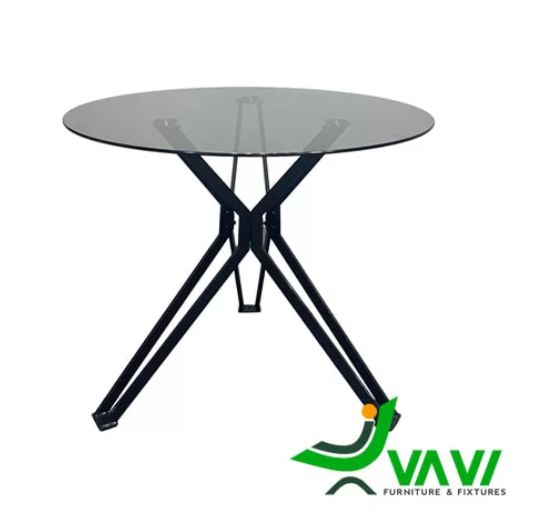Bàn cafe chân thép mặt kính cường lực