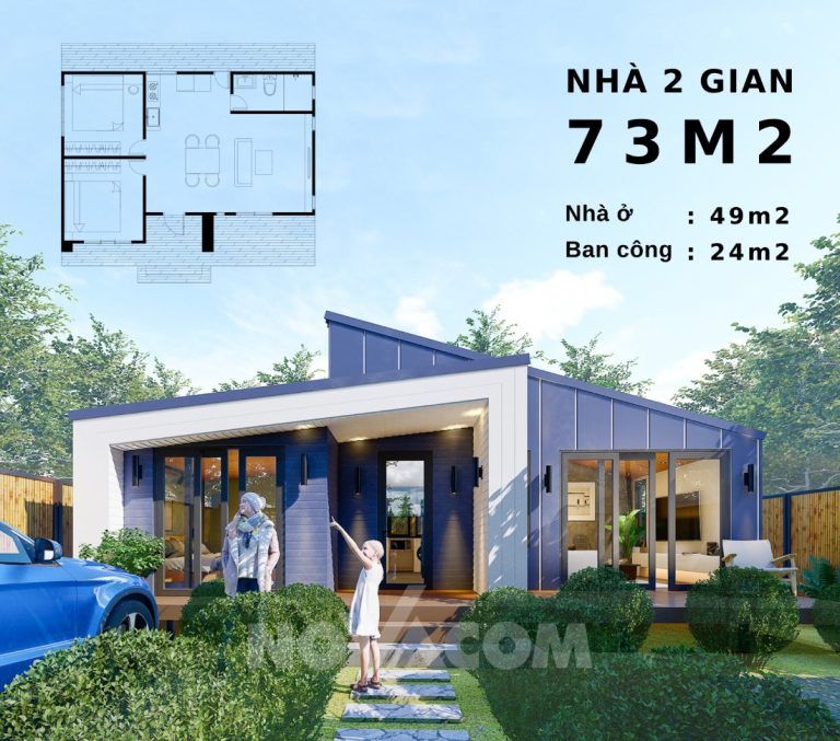 Mua Nhà Lắp Ghép 2 Gian 73m2 
