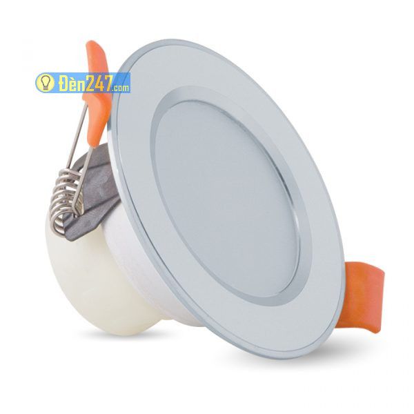 3 chế độ Đèn LED Âm trần Downlight, 60/3W, Viền Bạc, Khoét lỗ