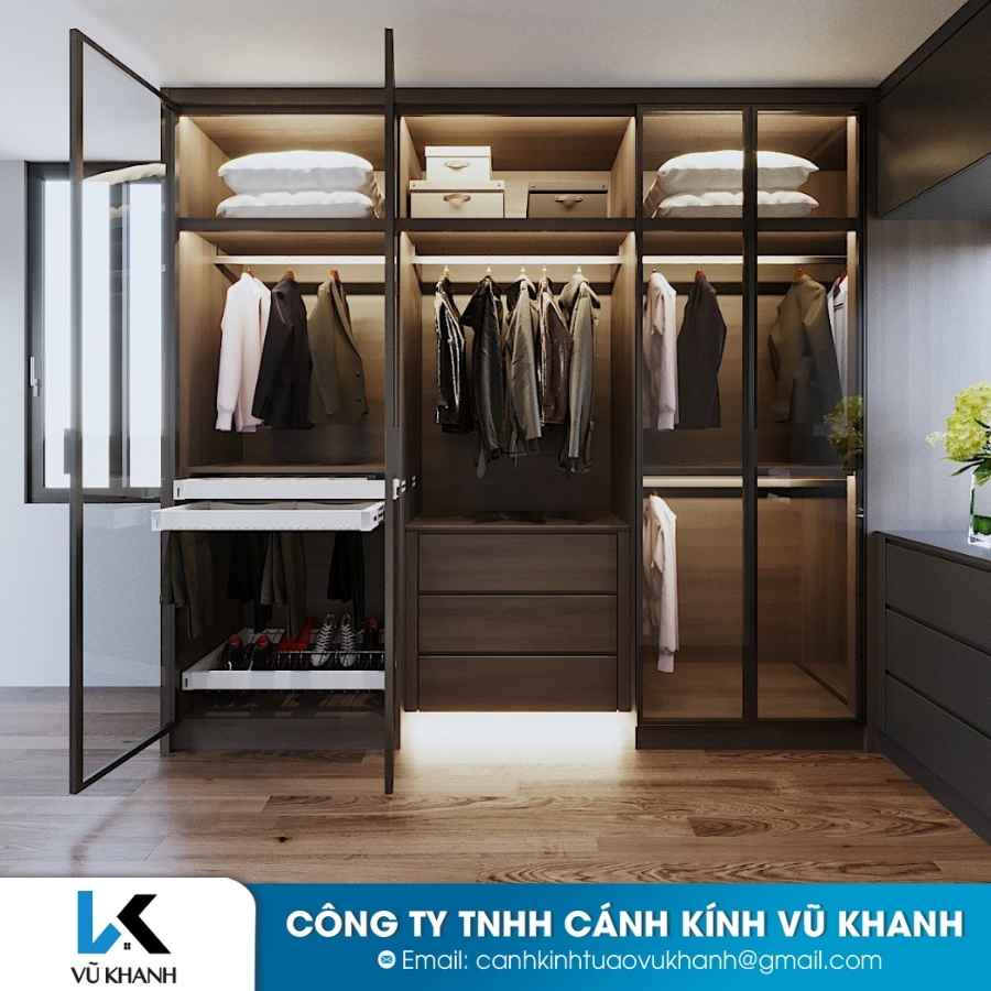 Thiết kế và thi công tủ áo cánh kính tại Đà Lạt