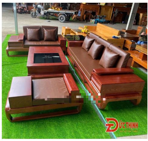 SOFA 2 VĂNG GỖ SỒI NGA SƠN MÀU GỖ HƯƠNG ĐÁ