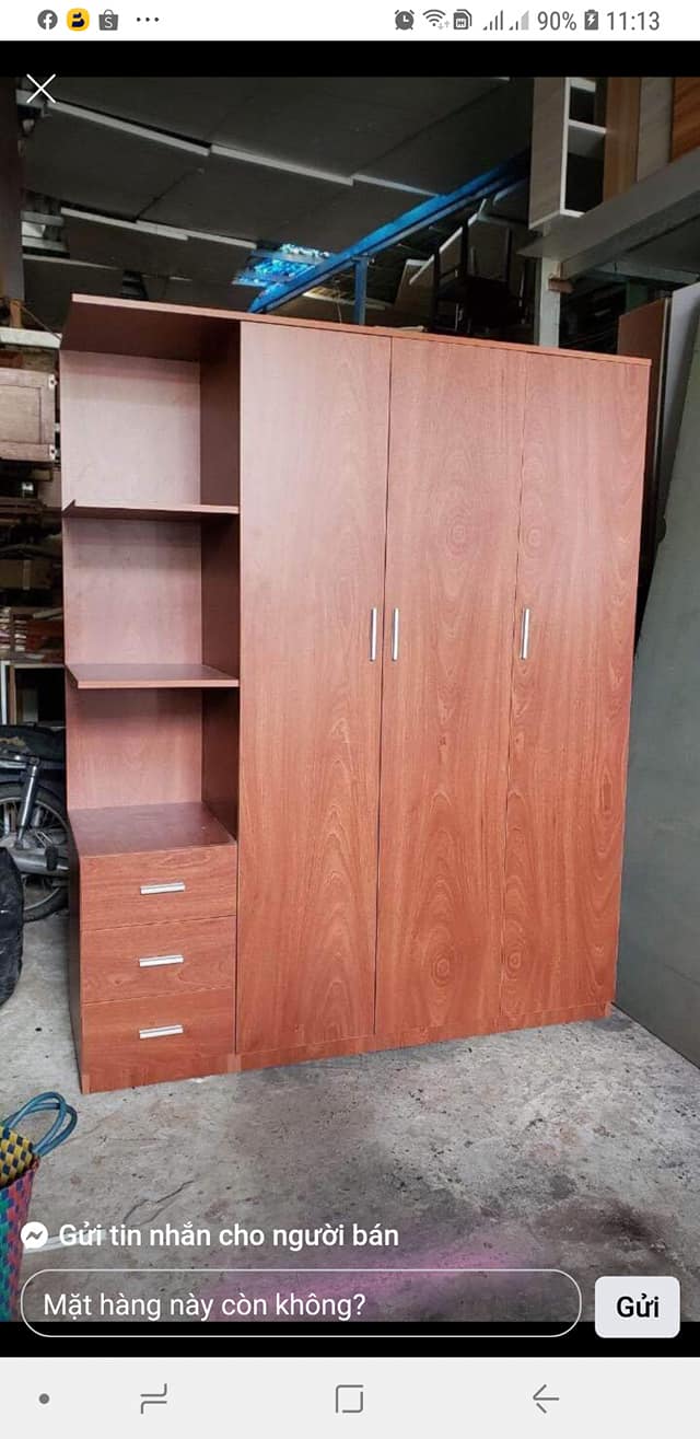 Tủ quần áo kết hợp với ngăn đựng bên ngoài 