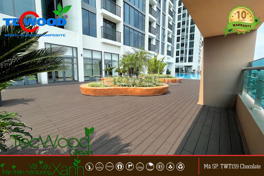 Dự án lót sàn gỗ cao cấp cho hồ bơi khu căn hộ Eco Green