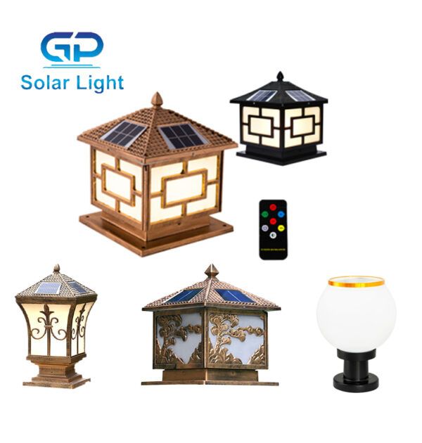  Đèn trụ cổng 25cm năng lượng mặt trời