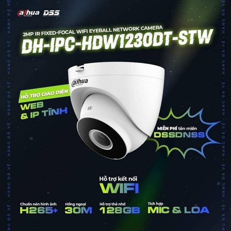 THÔNG SỐ KỸ THUẬT CAMERA IP WIFI 2MP DAHUA DHIPCHDW1230DT-STW