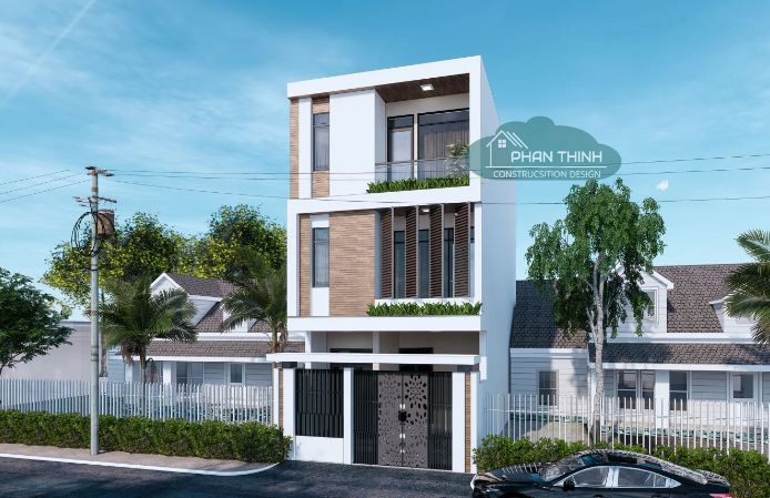 Mẫu nhà 3 tầng hướng Tây hiện đại mặt tiền 5m ở Hạ Long
