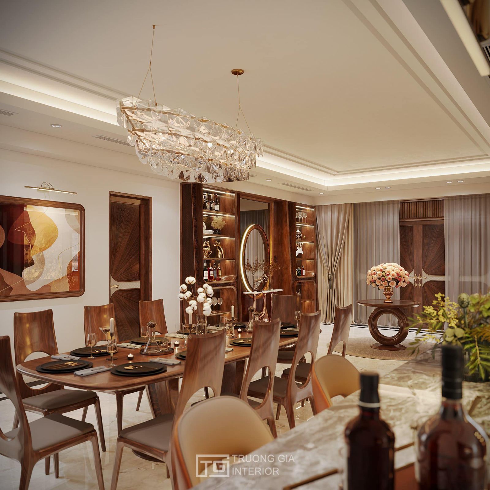 Thiết kế và thi công nội thất ỗ óc chó cao cấp Vinhomes Marina