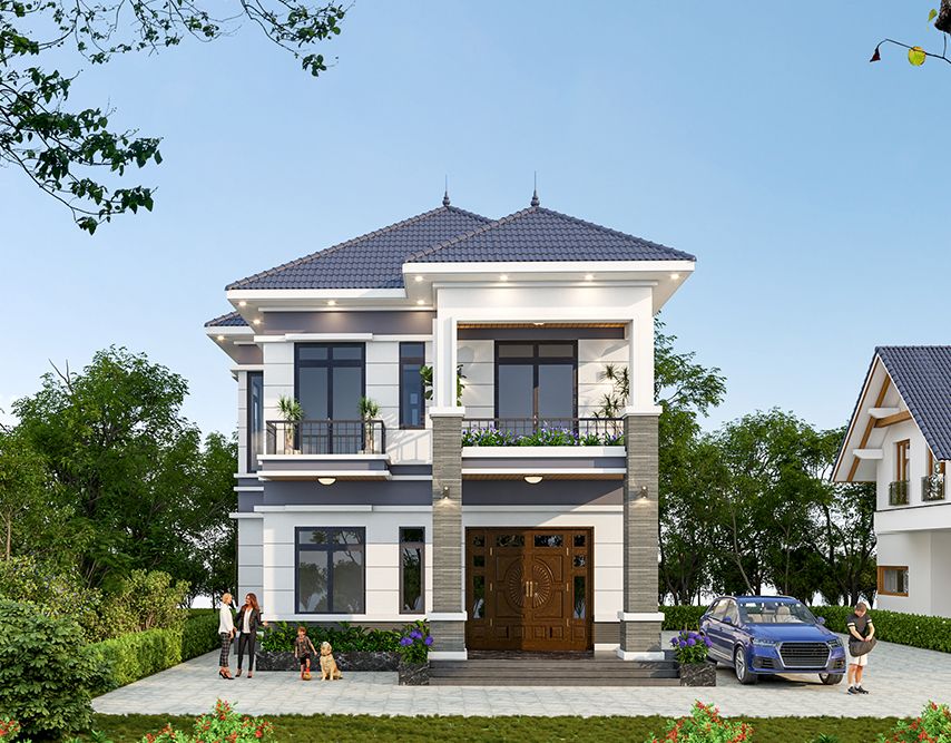 Nhà 2 tầng mái nhật