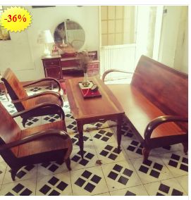 Salon thùng khung cẩm lai mặt gỗ đỏ 