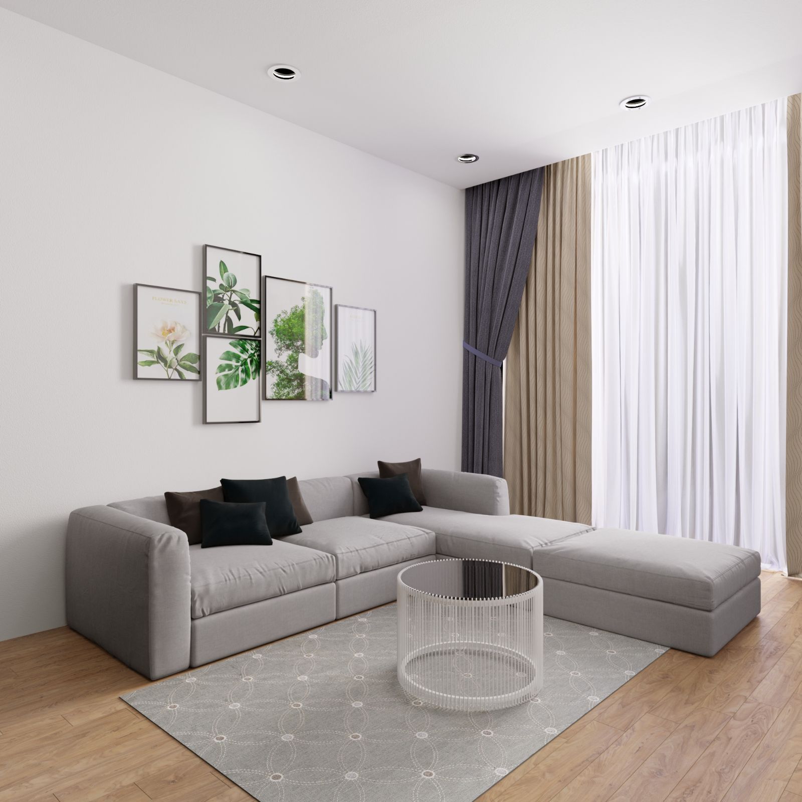 Sofa Góc Bọc Vải Nỉ Mút Đệm