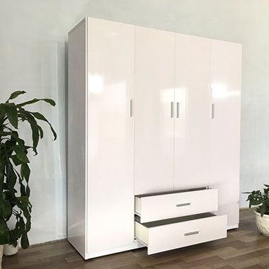 Tủ quần áo nhựa đài loan 4 cánh màu trắng 2 ngăn kéo