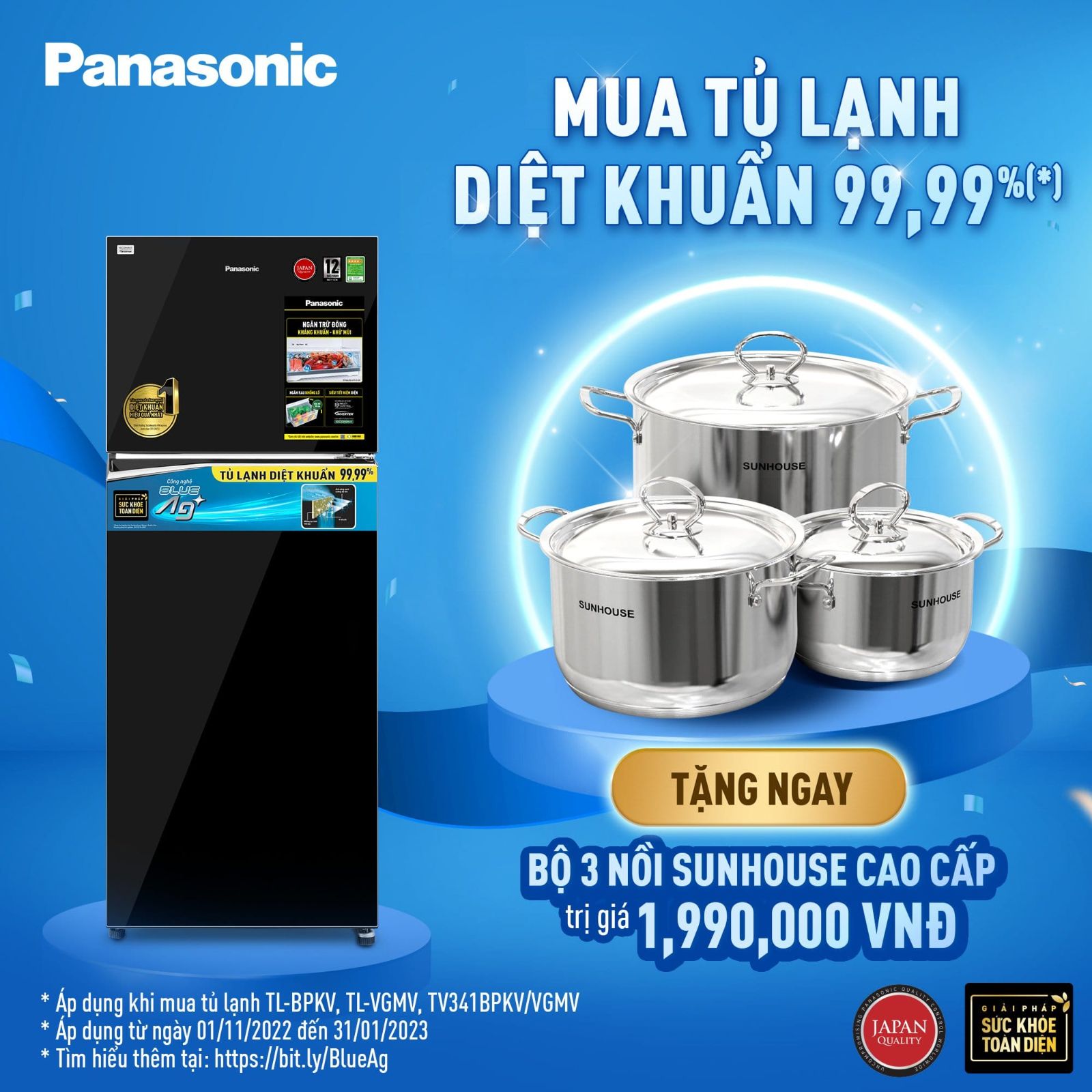 TỦ LẠNH PANASONIC 2 CÁNH NGĂN ĐÁ DƯỚI TVTL