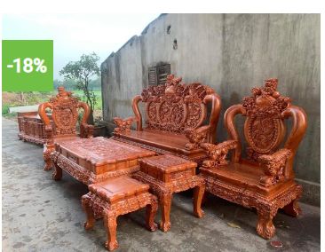 Bộ ghế nghê thái tử tay 12 chân 14 gỗ hương