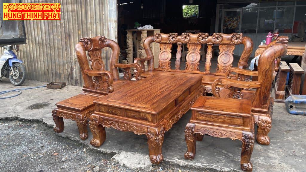 BÀN GHẾ PHÒNG KHÁCH GỖ CẨM LAI TAY