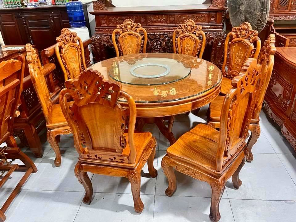 Bộ bàn ghế ăn tròn mặt kính