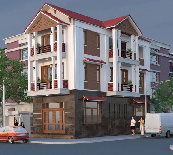 Phối cảnh thiết kế nhà phố 2 mặt tiền 