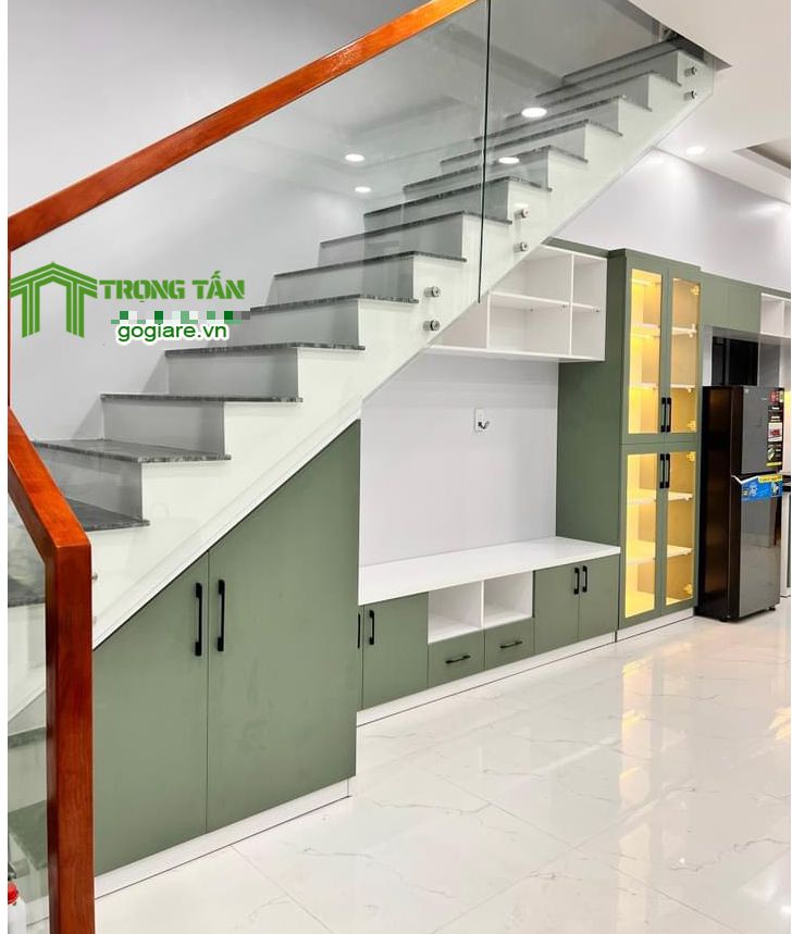 Thiết kế thi công kệ tủ dưới cầu thang
