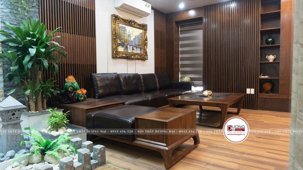 Thi công nội thất biệt thự gỗ óc chó Hoàng Huy Riverside